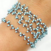 Turquoise Cluster Dangle Oxidized Wire Chain.